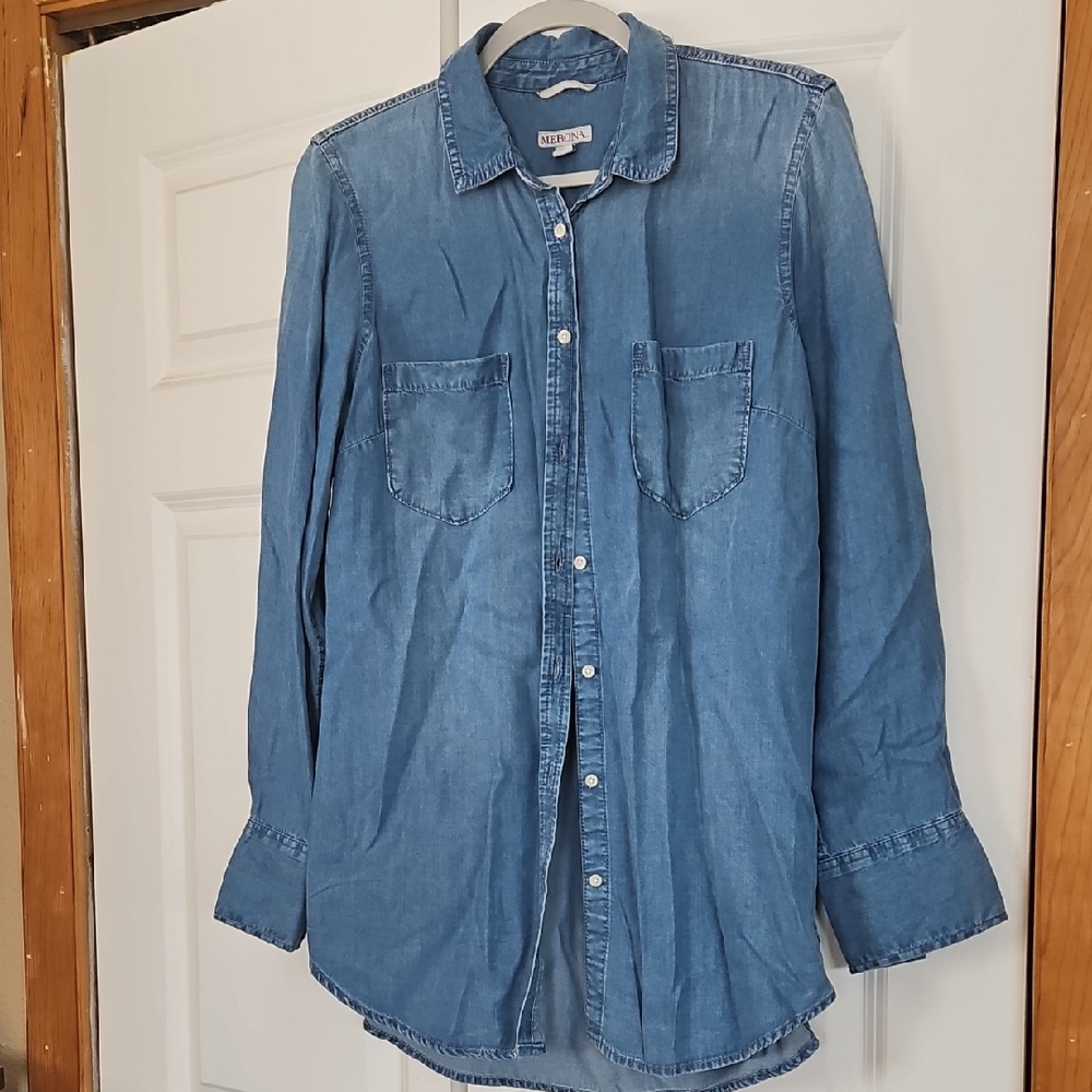 Merona brand Denim Button-Up Shirt size Large